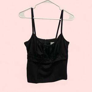 Cute vintage 90’s black metallic stripe lace camisole suit top luxury suit